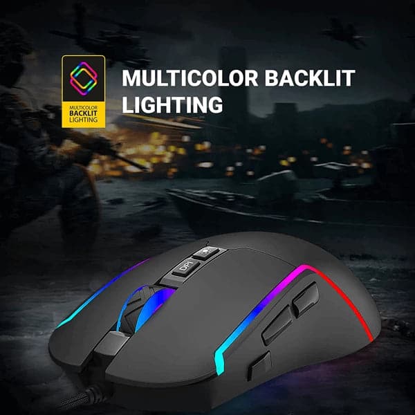 ANT ESPORTS GM330 Wired Ambidextrous RGB Gaming Mouse ( GM330-RGB-BLACK ) ( 12800DPI / 8 Macro Buttons ) ( Black )