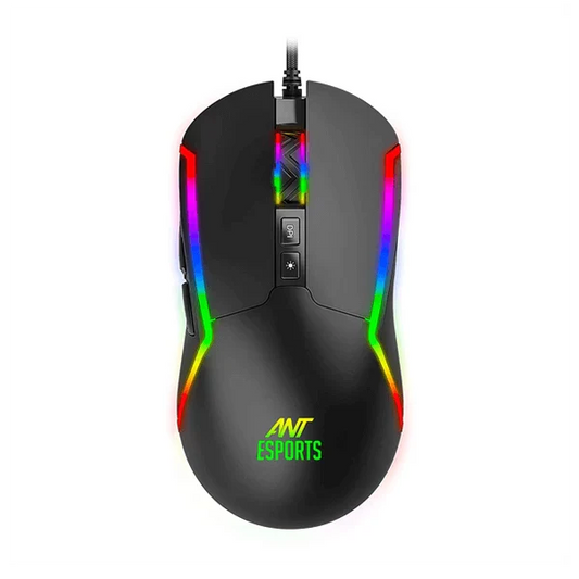 ANT ESPORTS GM330 Wired Ambidextrous RGB Gaming Mouse ( GM330-RGB-BLACK ) ( 12800DPI / 8 Macro Buttons ) ( Black )