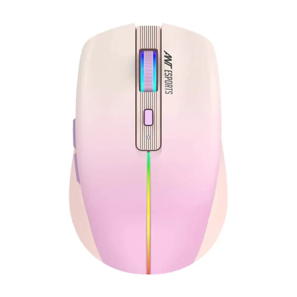 ANT ESPORTS GM400W Wireless Ambidextrous RGB Gaming Mouse ( GM400W-RGB-LIGHT-PINK ) ( 3200DPI / 6 Macro Buttons ) ( Light Pink )