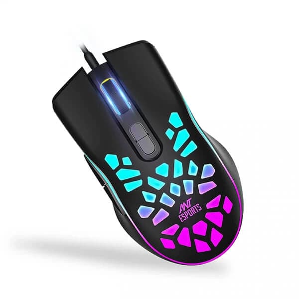ANT ESPORTS GM80 Wired Ergonomic RGB Gaming Mouse ( GM80 ) ( 3600DPI / 7 Macro Buttons ) (Black )