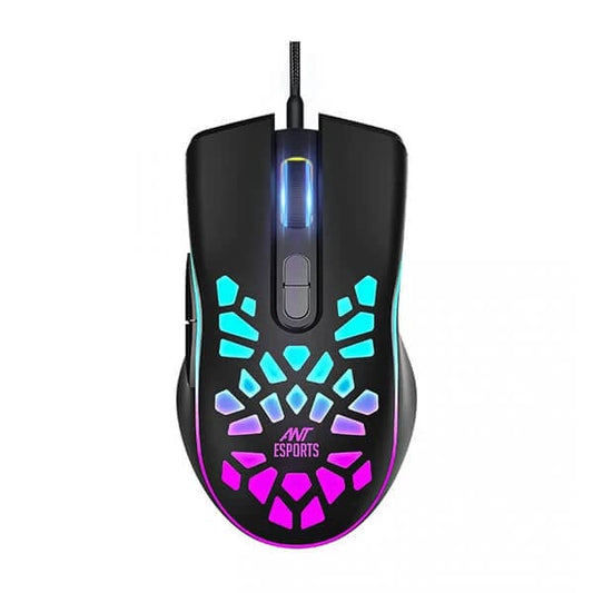 ANT ESPORTS GM80 Wired Ergonomic RGB Gaming Mouse ( GM80 ) ( 3600DPI / 7 Macro Buttons ) (Black )