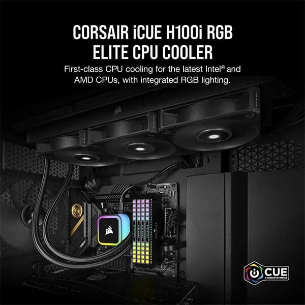 CORSAIR ICUE H100i RGB Elite 240mm CPU Liquid Cooler (Black)