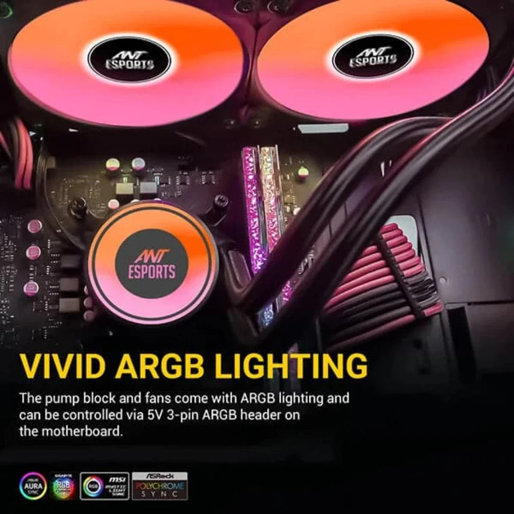 ANT ESPORTS ICE-240 ARGB 240mm CPU Liquid Cooler (Black)
