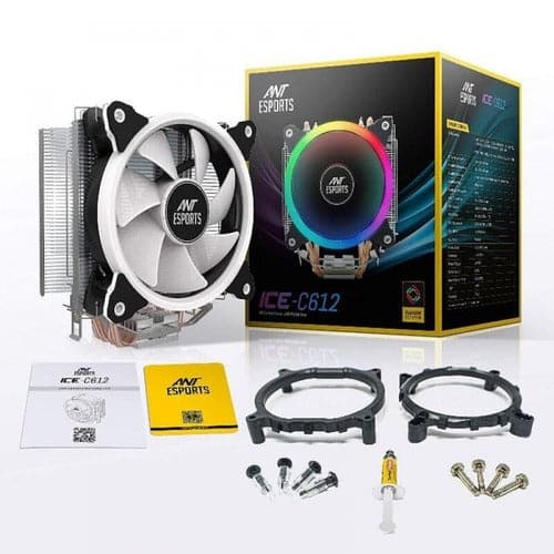 ANT ESPORTS ICE-C612 With RGB LED PWM Single Tower CPU Air Cooler/Fan (Black)