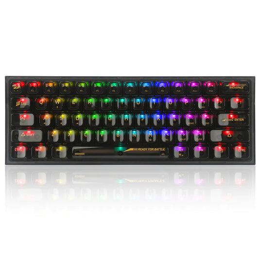 REDRAGON K617 Fizz 60% Mechanical Wired Gaming Keyboard ( Black Transparent ) ( Translucent Custom Switch )