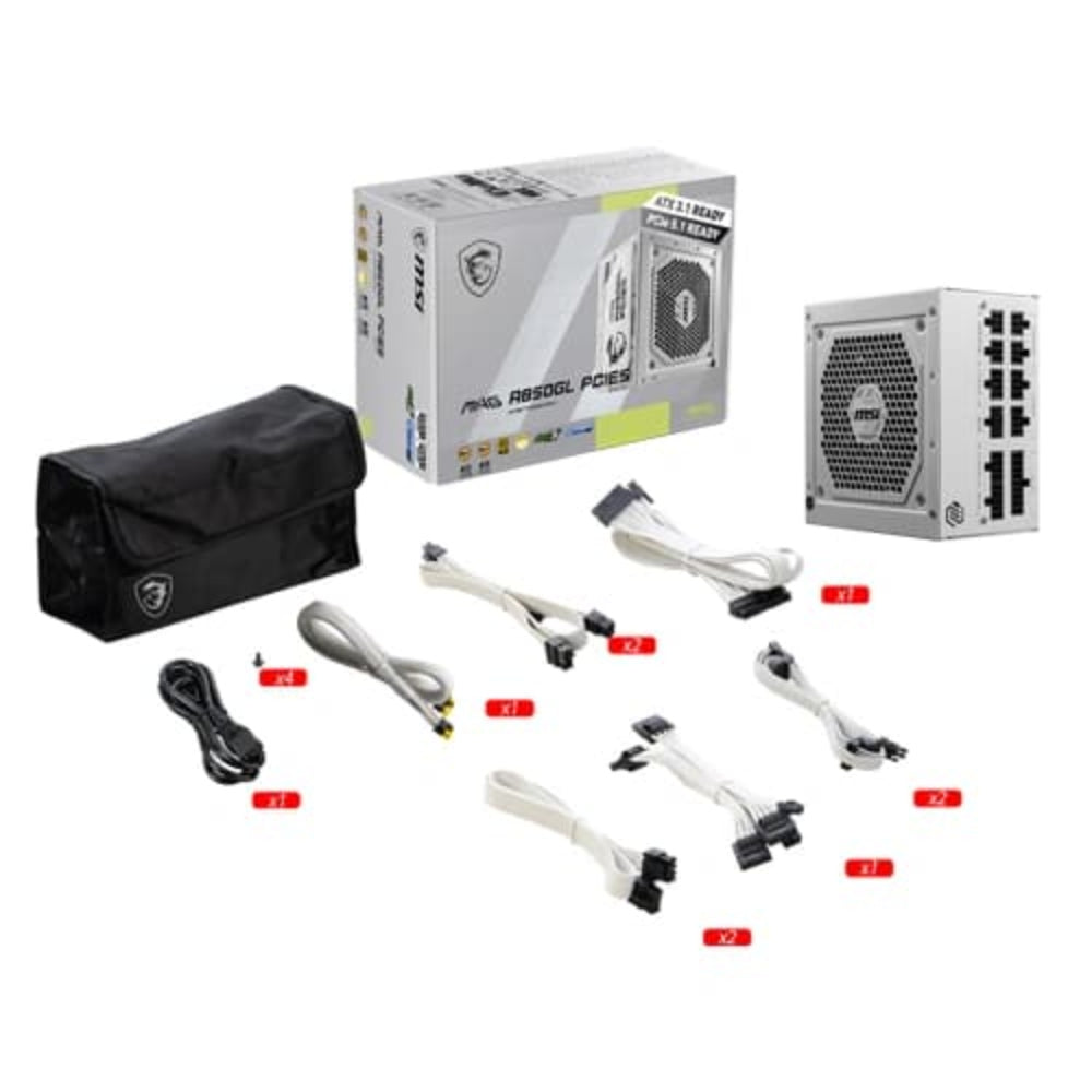 MSI MAG A850GL 850W 80+ Gold ATX 3.1 Fully Modular Power Supply ( White ) ( 850W )