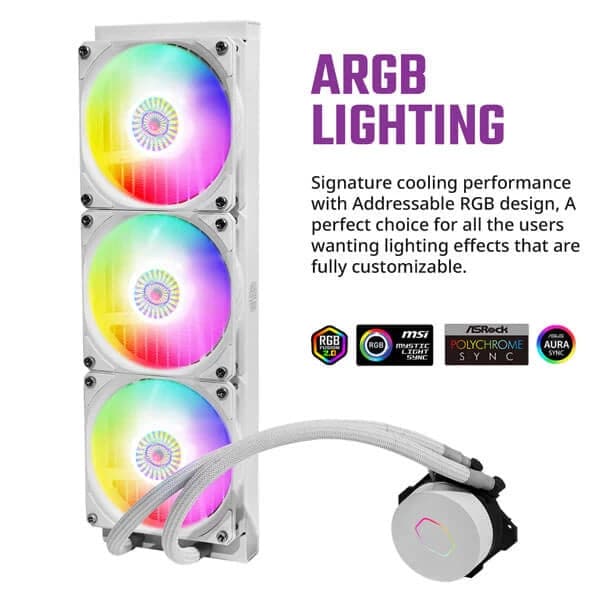 COOLER MASTER ML360L ARGB V2 360mm CPU Liquid Cooler (White)
