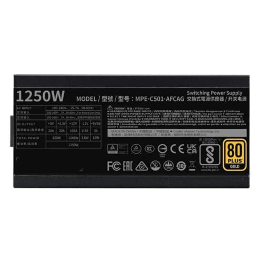 COOLER MASTER MWE 1250W V2 80+ Gold Fully Modular ATX 3.1 Power Supply ( 1250W )