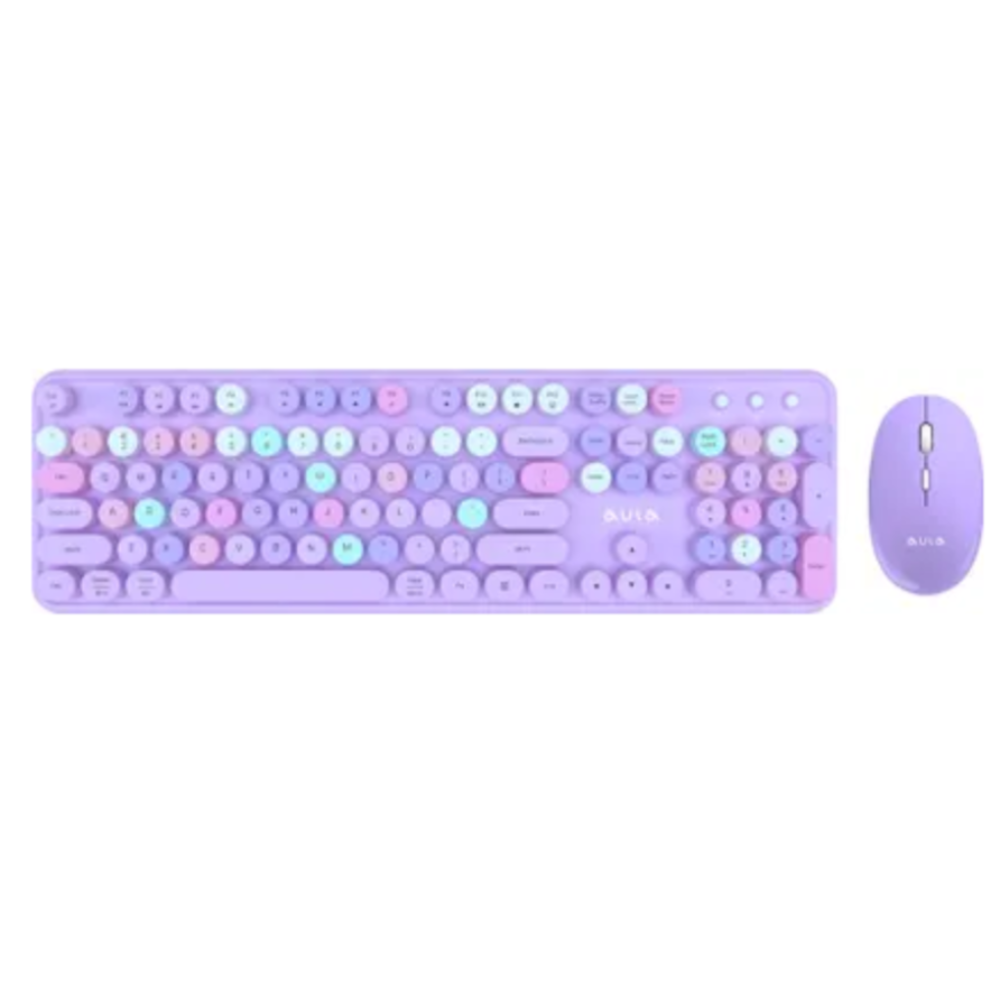 AULA AC306 Full Size Membrane Wireless Gaming Keyboard and Mouse Combo ( Purple ) (AC306)