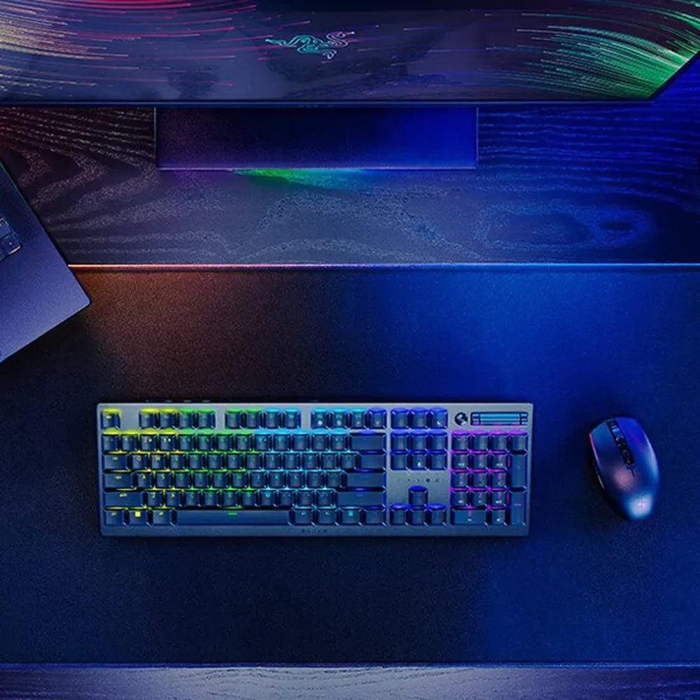 RAZER DeathStalker V2 Pro RGB Full Size Wireless + Bluetooth Gaming Keyboard ( Clicky Purple Switch )