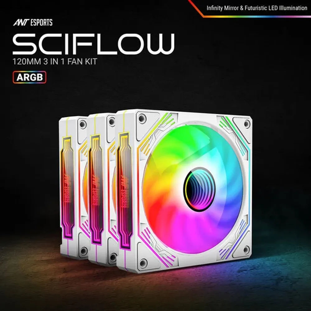 ANT ESPORTS Sciflow ARGB Cabinet Fan (Triple Pack) ( White )