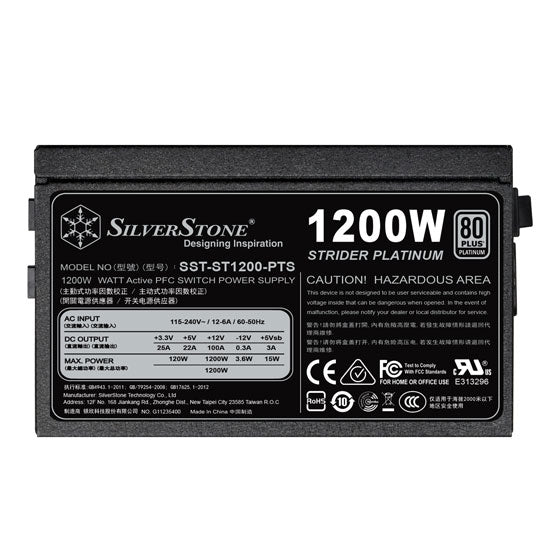 SILVERSTONE ST1200 PTS 1200W 80+ Platinum Fully Modular ATX 2.0 Power Supply