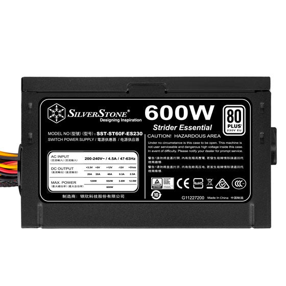 SILVERSTONE ST60F-ES230 80+ White Non Modular Power Supply (600 W)