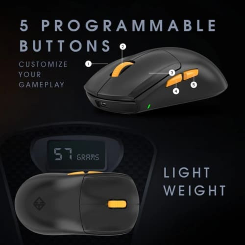 COSMIC BYTE Atlas Wireless Tri-Mode Ambidextrous Gaming Mouse ( Black ) ( 12000DPI / 5 Macro Buttons )