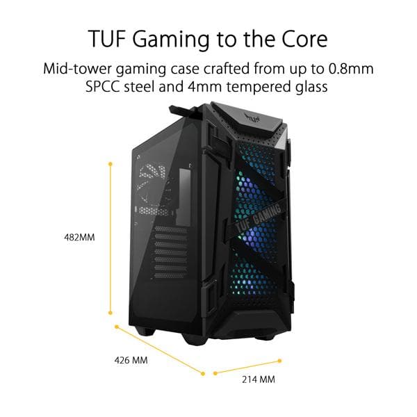 ASUS TUF Gaming GT301 ARGB ATX Mid Tower Cabinet (Black)