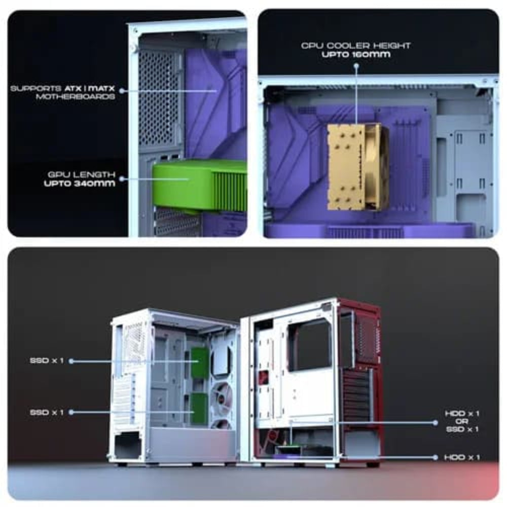 DAWG V 350 MATX Mid Tower Cabinet (White)